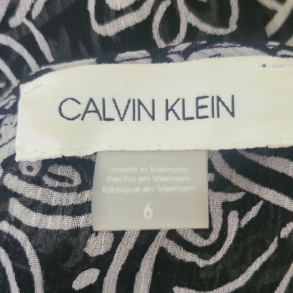 CALVIN KLEIN Women's Black Belted Hi Lo Paisley Surplice Neck Midi Dress -Size 6 - Picture 13 of 16